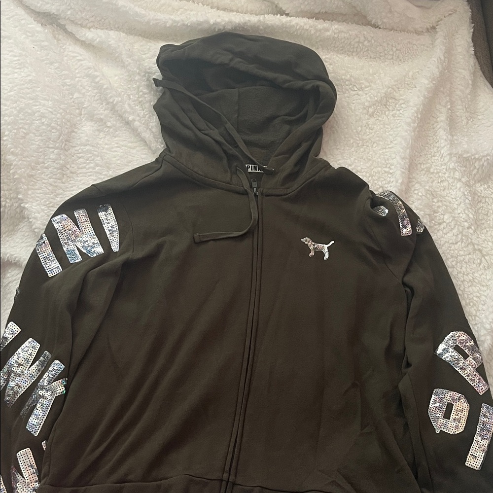 PINK Victoria's Secret DarkGreen Hoodie Jacket